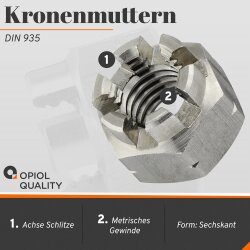 Kronenmuttern DIN 935 Edelstahl A2