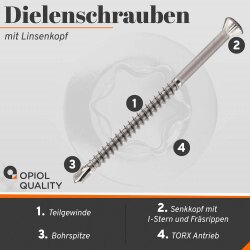 Dielenschrauben TORX mit Linsenkopf, Edelstahl A2