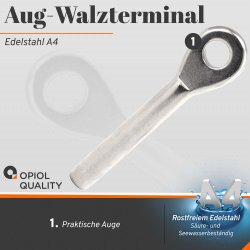 Aug-Walzterminal f&uuml;r D=3 Edelstahl A4