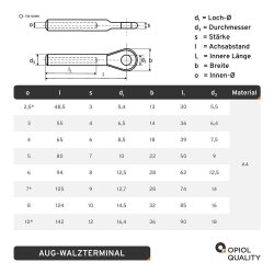 Aug-Walzterminal für D=5 Edelstahl A4