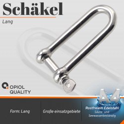 Schäkel lang D=8 ähnl. DIN 82101 Edelstahl A4