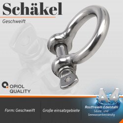 Schäkel geschweift D=16 ähnl. DIN 82101 Edelstahl A4