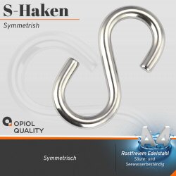 S-Haken D=8 symmetrisch, Edelstahl A4