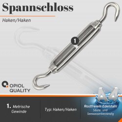 Spannschloss M10 Haken/Haken ähnl. DIN 1480