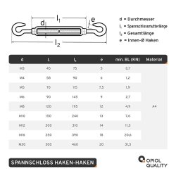 Spannschloss M10 Haken/Haken ähnl. DIN 1480