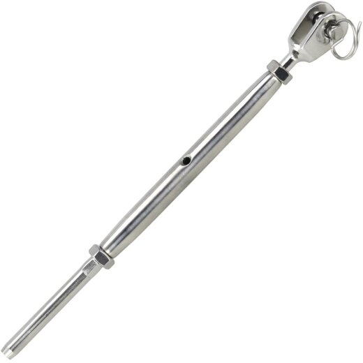 Wantenspanner D=6 M12 Gabel/Drahtseil geschweißt, geschlossen, Edelstahl A4