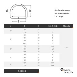 D-Ring 3x20 geschweißt, poliert, Edelstahl A4