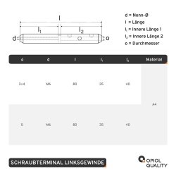 Schraubterminal D=3+4 M6 Edelstahl A4 (Linksgewinde)