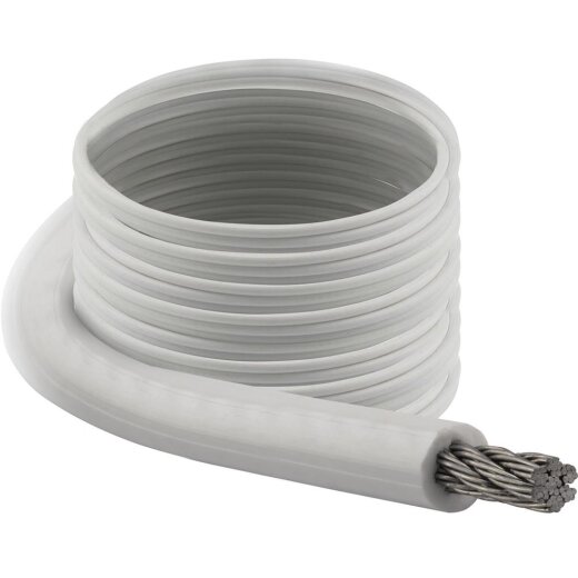 5 / 7 Drahtseil 7X7, PVC ummantelt, transparent, Edelstahl A4