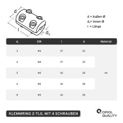 Drahtseil-Klemmring, Schwere Ausf&uuml;hrung 4mm Edelstahl A4