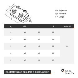 Drahtseil-Klemmring, Schwere Ausf&uuml;hrung 8mm Edelstahl A4