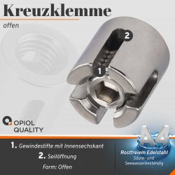 Kreuzklemme Offen 5mm Edelstahl A4