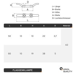 Flaggenklampe 67 mm Edelstahl A4