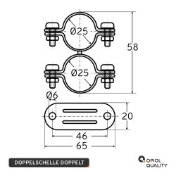 Doppelschelle Doppelt 25mm