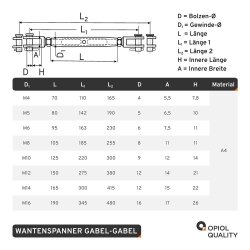 Wantenspanner Gabel-Gabel M14