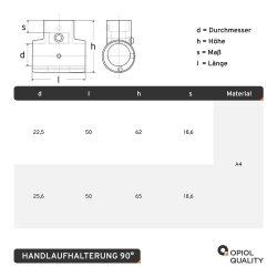 Handlaufhalterung 90°  25mm Edelstahl A4