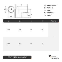 Eckverbindung 90° Feinguss 22 mm