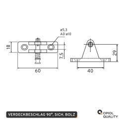 Verdeckbeschlag 90° 18 mm Sich.Bolz