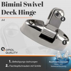 Bimini Swivel 70x25x50mm Deck Hinge