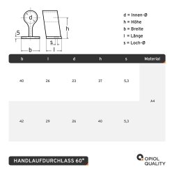 Handlaufdurchlass 60°  25mm