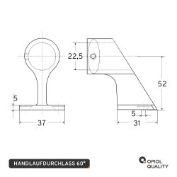 Handlaufdurchlass 60° 22 mm