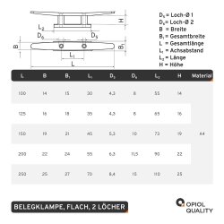 Belegklampe 200mm Flach 2 l&ouml;cher