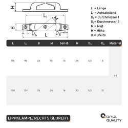 Lippklampe 150mm Steuerbord