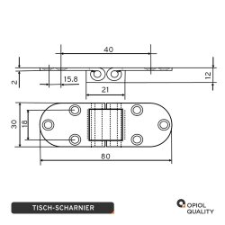 Scharniere Tisch 30x80x2 mm Edelstahl A2