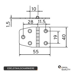 Scharniere 55x40x1,5 mm Edelstahl A2