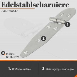 Scharniere 130x40x1,5 mm Edelstahl A2