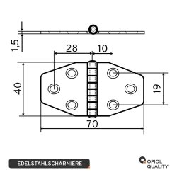 Scharniere 70x40x1,5 mm Edelstahl A2