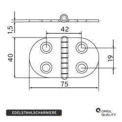 Scharniere 75x40x1,5 mm Edelstahl A2