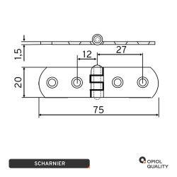 Scharniere 75x20x1,5 mm Edelstahl A2