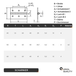 Scharniere 60x50x1,5 mm Edelstahl A2