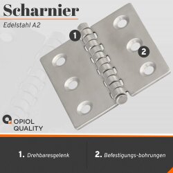 Scharniere 80x50x1,5 mm Edelstahl A2