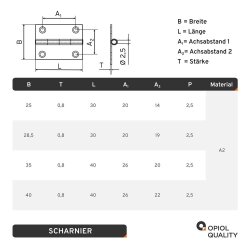 Scharniere 50x60x0,8 mm Edelstahl A2