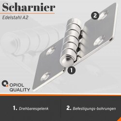 Scharnier 90x60x3 mm Edelstahl A2