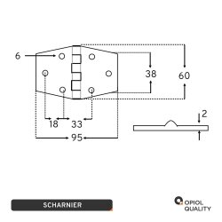 Scharnier 95x60x2 mm Edelstahl A2