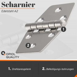 Scharnier 95x60x2 mm Edelstahl A2