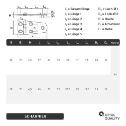 Scharniere 38x56x4,5 mm Edelstahl A4