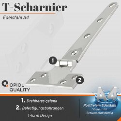 T-Scharnier 98x195x5 mm Edelstahl A4