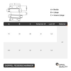 Federscharnier Doppel 10 mm