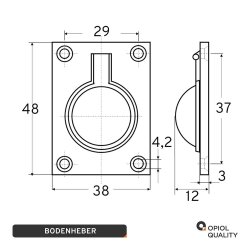 Bodenheber 38x48 mm Edelstahl A4