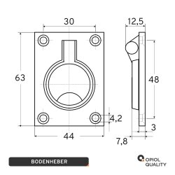 Bodenheber 44x63 mm Edelstahl A4
