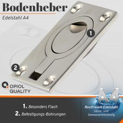Bodenheber 44x63 mm Edelstahl A4