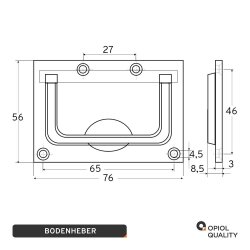 Bodenheber 56x76mm Edelstahl A4