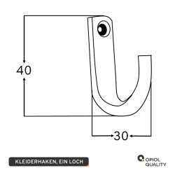 Kleiderhaken Ein Loch 30x10 mm
