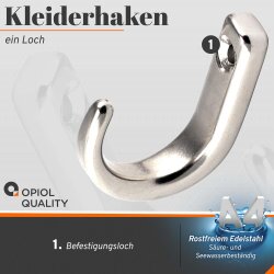 Kleiderhaken Ein Loch 30x10 mm