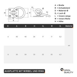 Augplatte mit Wirbel und Ring Typ C 50x50 mm