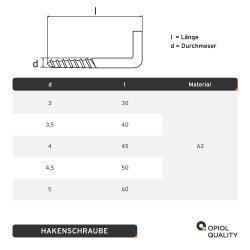 Hakenschrauben 3x30 mm